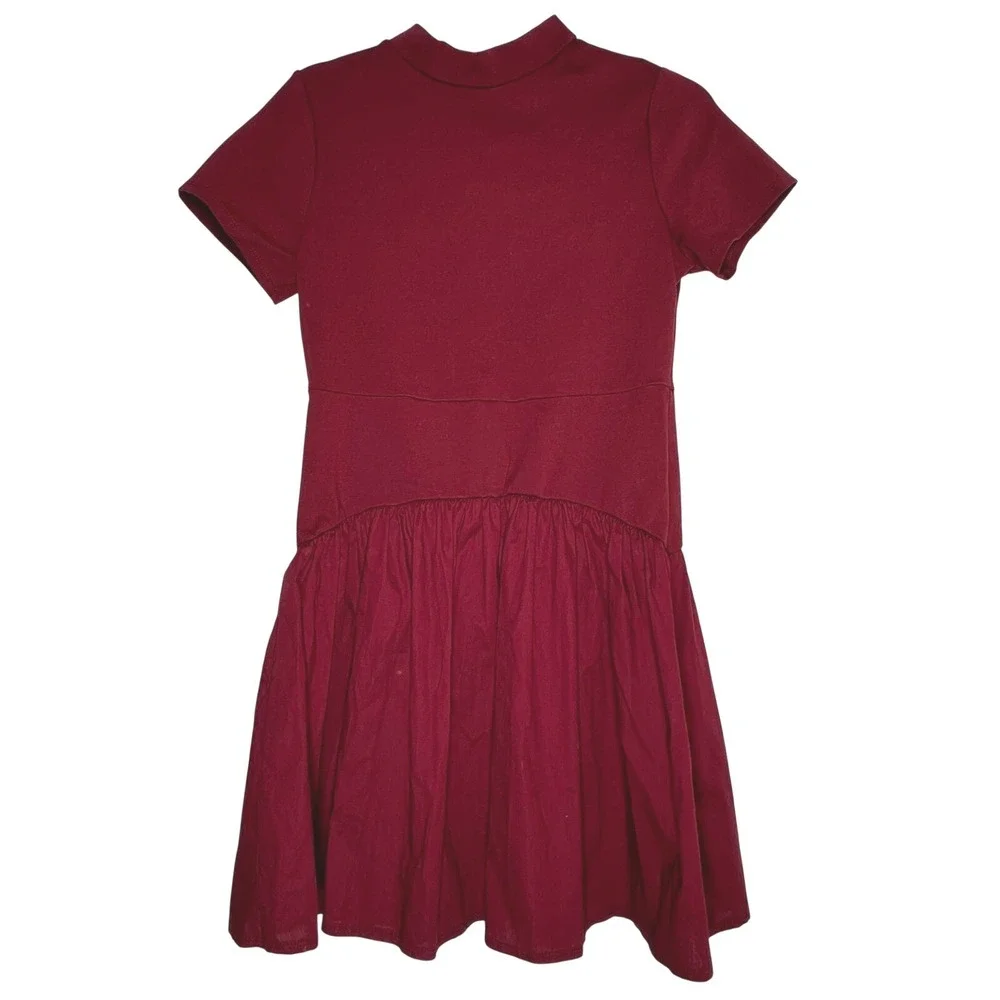 Fashion Nova Kennedy Short Sleeve Drop Waist Mini Dress Wine‎ Red Large